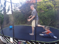 Making ice cream on the trampoline.