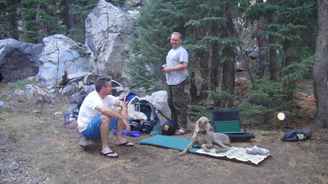 So what to say about this picture?  Rex is sitting on a rock, Chris is standing, and Brooklyn is laying on a handmade quilt on top of a Thermarest.  That pretty much sums up Brooklyn's life.