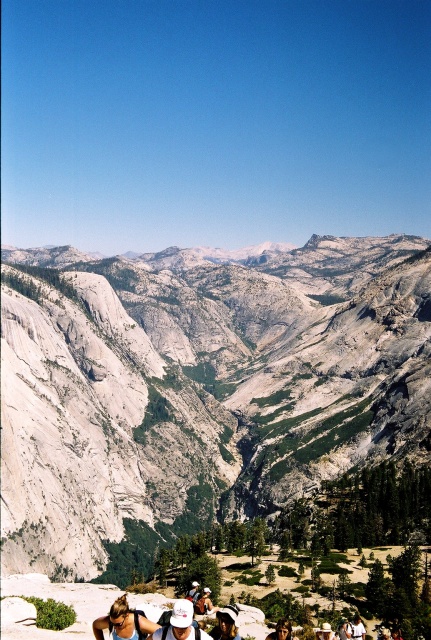 View down the steps and Upper Yosemite Valley.