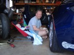 Helping Dad wax the car.