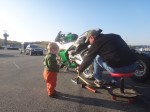 Helping Dad at the track