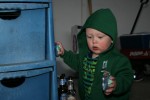 Helping with recycling.