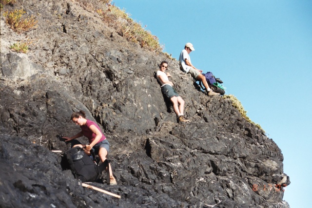 We fire-lined the packs up the point and Justin lowered them down to Nate and Chris