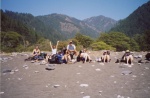 Sunday Lunch, Mile 11, 0 feet elevation - Big Flat.  That's Kings Peak in the background, where we camped the night before.