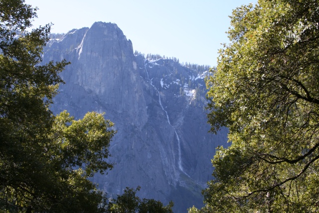 View across the valley of seasonal waterfall.